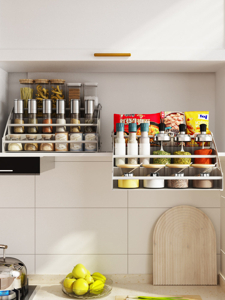 厨房橱柜高柜吊柜内下拉式置物架旋转升降拉篮调料架调味篮收纳架,厨房/烹饪用具,厨房置物架/置物柜/角架,淘宝优惠券,粉丝福利购,淘宝优惠卷