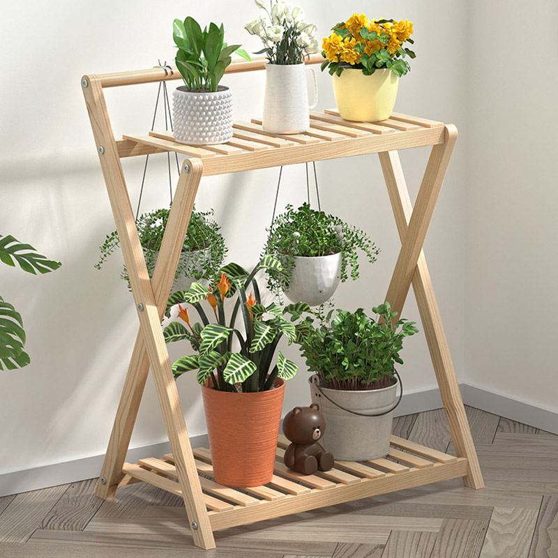 阳台花架挂式落地式实木吊兰多层置物架简约绿萝花盆架架室内装饰
