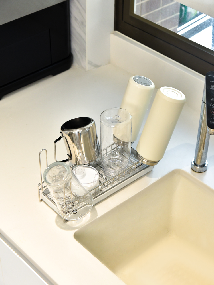 家用304不锈钢水杯沥水架台面杯架倒挂保温瓶收纳餐桌杯子置物架