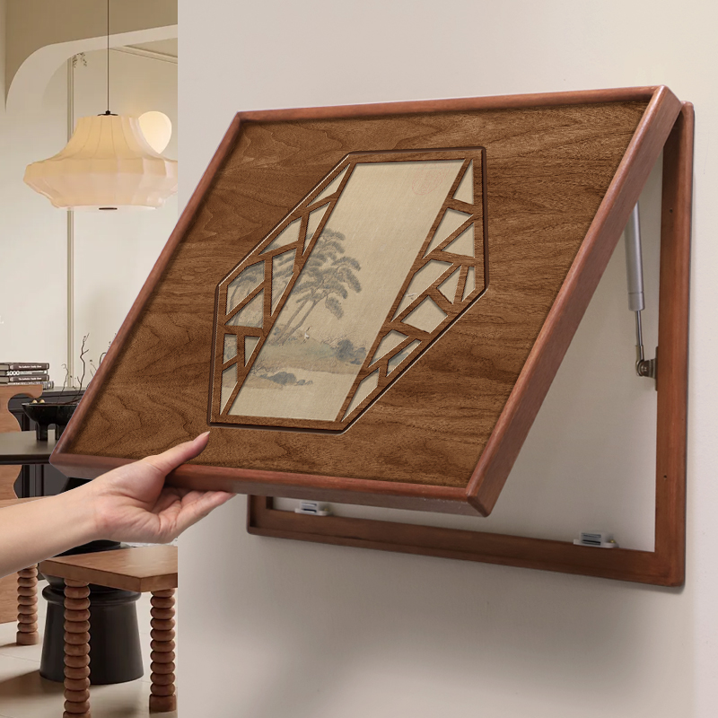 实木电表箱装饰画高级感液压新中式开关盒2025新款配电箱遮挡挂画