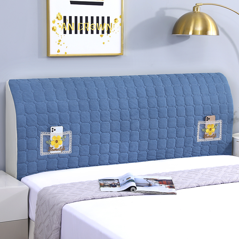 灯芯绒夹棉床头罩套加厚新款高档全包床头套软包木床通用床靠背罩