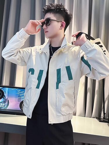 高端翻领休闲夹克外套男士春秋季2026新款潮牌立领飞行服上衣男款