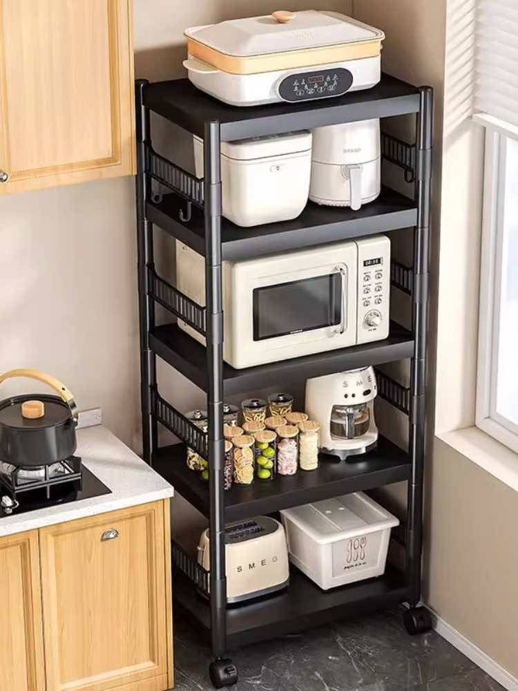 厨房收纳架落地多层多功能放锅具微波炉架子家用储物架夹缝置物架
