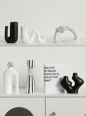 意式极简黑白高档现代抽象艺术客厅玄关酒柜装饰摆件电视柜乔迁礼