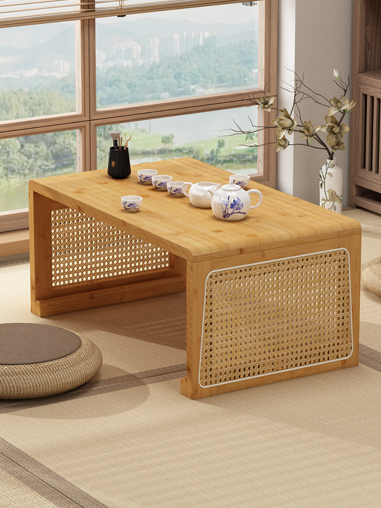 飘窗小桌子中式可折叠炕桌榻榻米茶桌家用非实木坐地式禅意小矮桌
