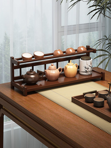 小型桌面博古架新中式茶具茶叶置物架非实木茶桌紫砂壶茶杯展示架