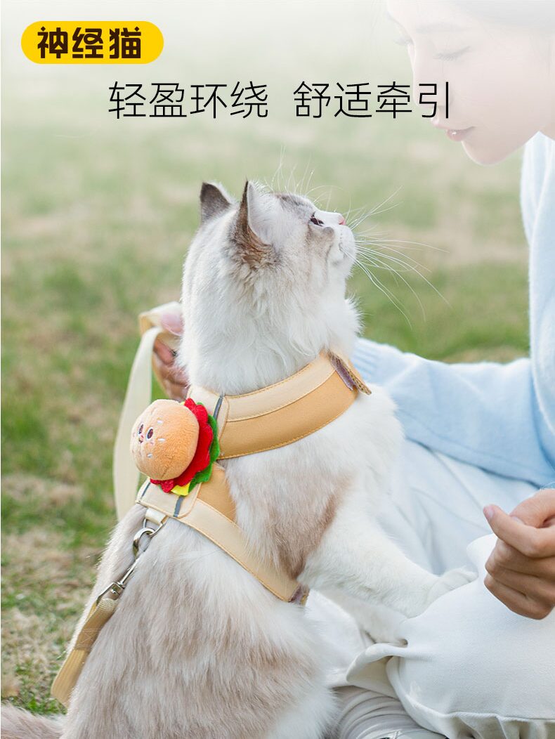 猫咪牵引绳防挣脱外出专用防挣脱胸背带布偶英短美短宠物遛猫绳子