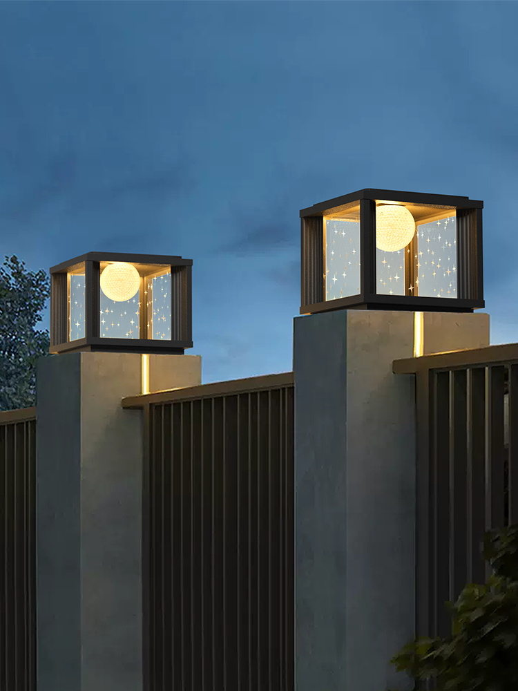 太阳能柱头灯户外庭院别墅院子大门门柱柱子围墙新款接电款铝合金