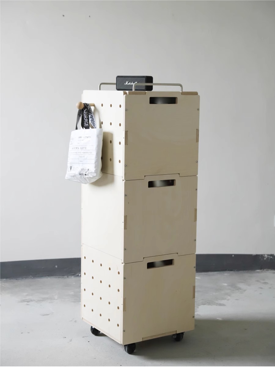 小木良品实木收纳箱可叠加格子柜组合移动柜储物箱可堆叠工具箱