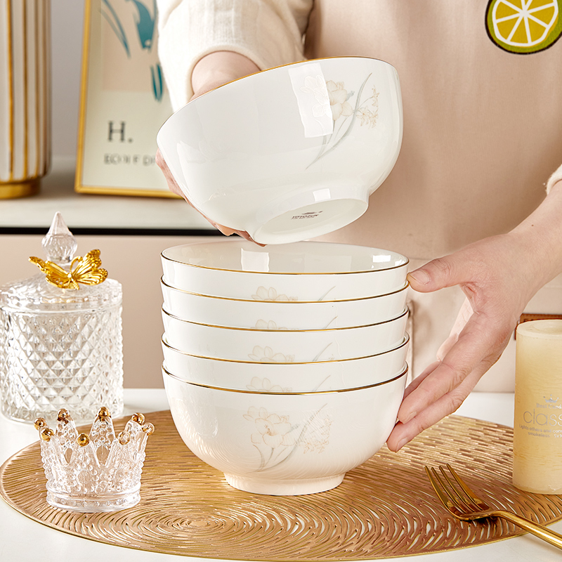 骨瓷面碗家用高级感餐具新款轻奢中式大容量吃泡面拉面微波炉专用