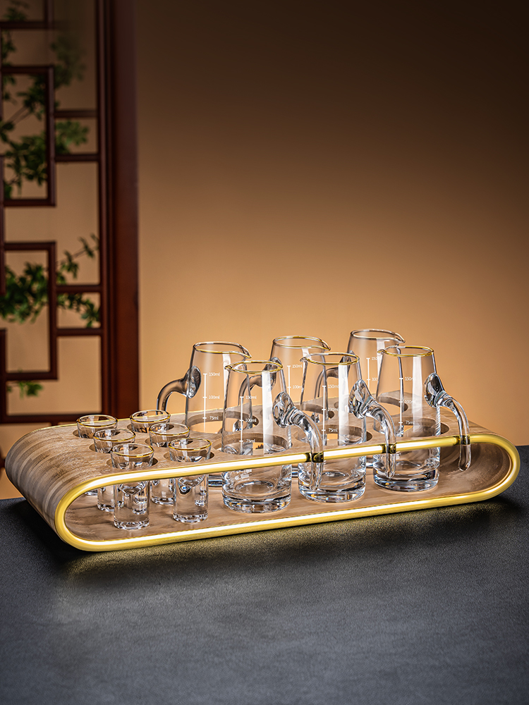 白酒杯套装轻奢高档家用分酒器收纳架水晶玻璃小酒杯一口杯子酒具