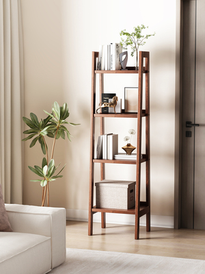 实木梯形置物架子木质多层落地花架客厅靠墙窄缝转角边柜儿童书架