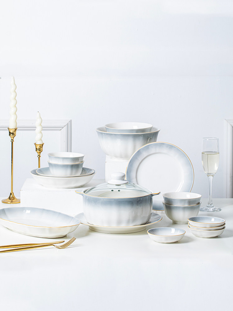 顺祥陶瓷碗碟套装家用碗盘饭碗餐具高端好看漂亮吃饭的碗釉下彩,餐饮具,碗,淘宝优惠券,粉丝福利购,淘宝优惠卷