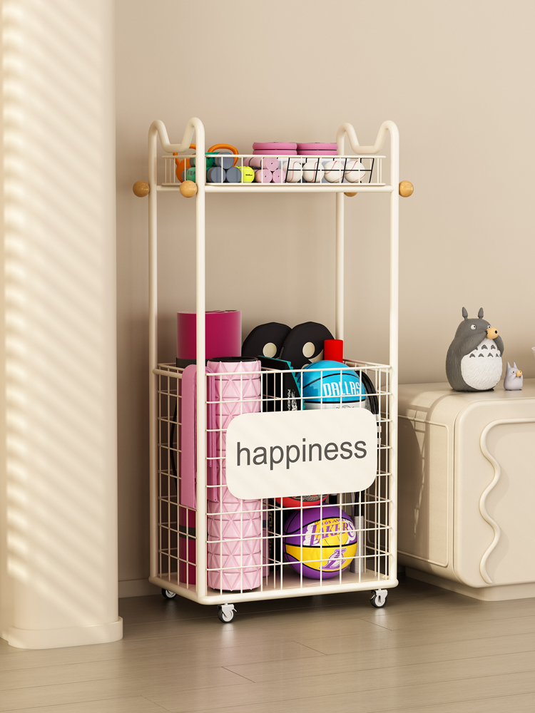 家用多功能收纳筐健身器材储物置物架羽毛球拍瑜伽运动器材收纳篮