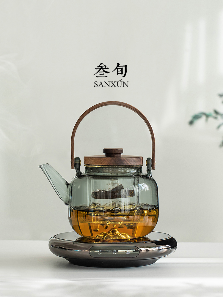叁旬煮茶壶围炉煮茶器玻璃耐高温烧水泡茶壶家用小型电陶炉煮茶炉