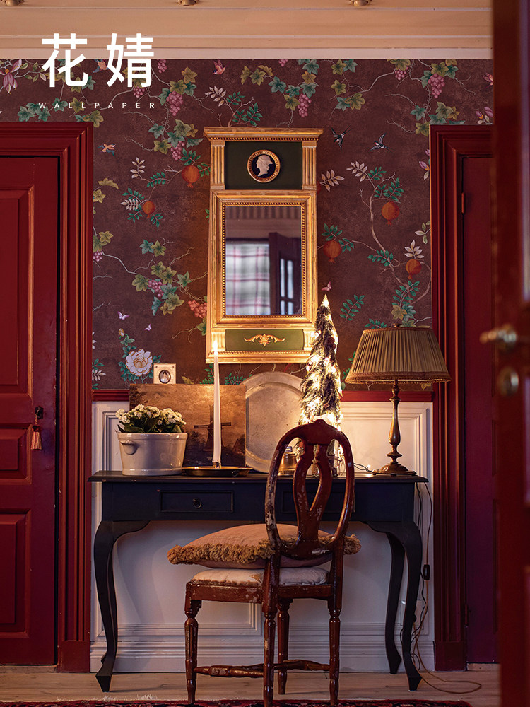 法式复古餐厅卧室壁纸壁画定制无纺布墙纸中式花鸟墙布电视背景墙,家装主材,定制壁画,淘宝优惠券,粉丝福利购,淘宝优惠卷