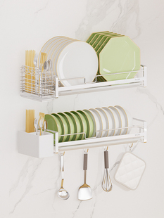 碗碟收纳架304不锈钢碗架置物架壁挂碗盘架厨房上墙碗碟沥水架