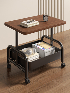 小推车双层边几可移动收纳小桌子茶几客厅沙发带轮茶桌卧室置物架