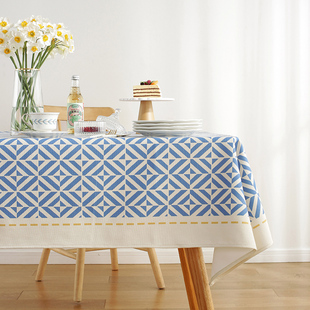 高端桌布长方形北欧ins风蓝色餐桌布艺轻奢高级感茶几台布仿棉麻