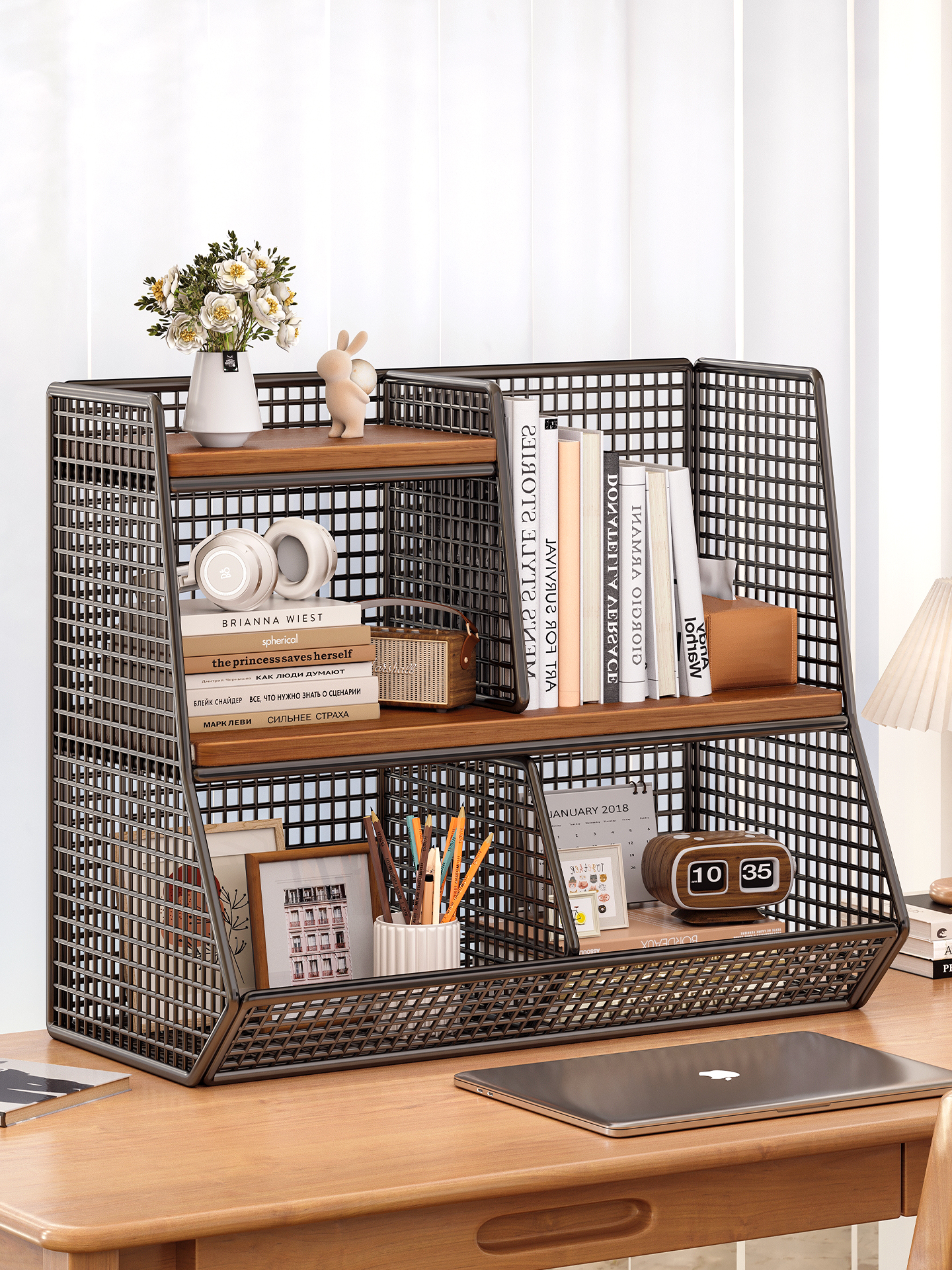 桌面书架置物架桌上书本收纳架家用台面储物放置架卧室多层小书柜