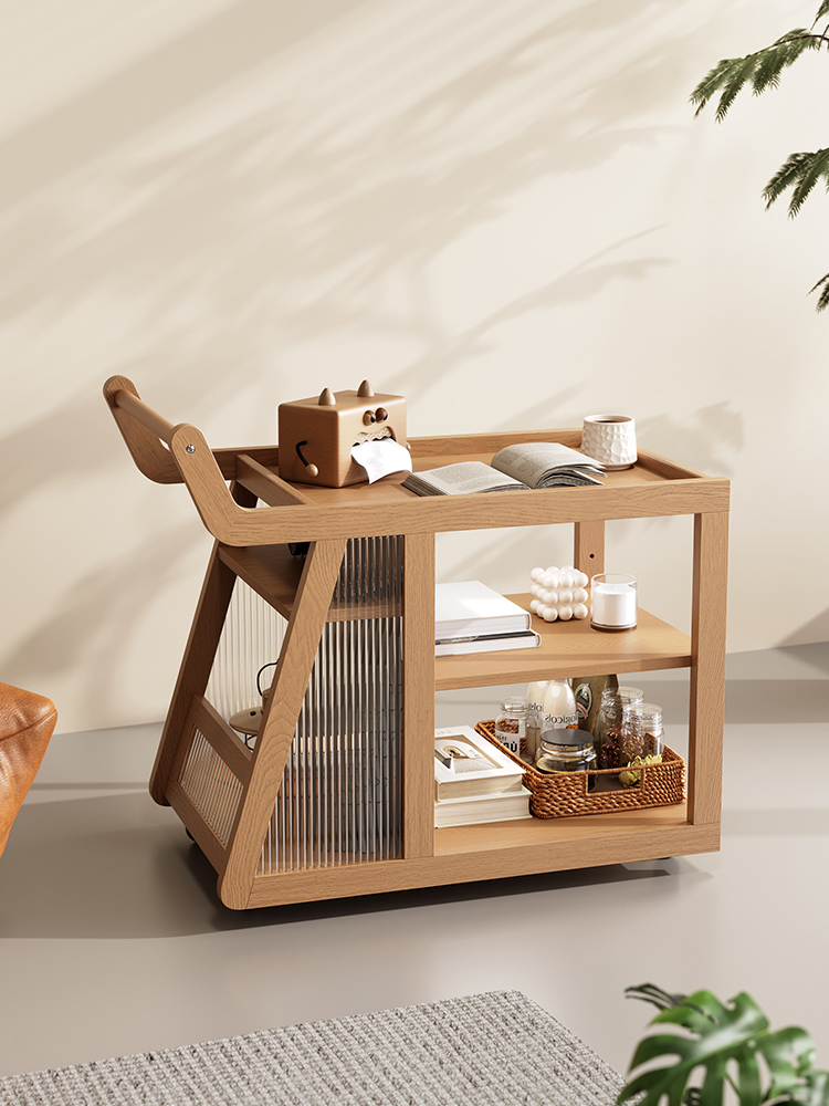 帕美迪可移动双层巴士沙发边几中古风客厅小推车置物架小户型家用