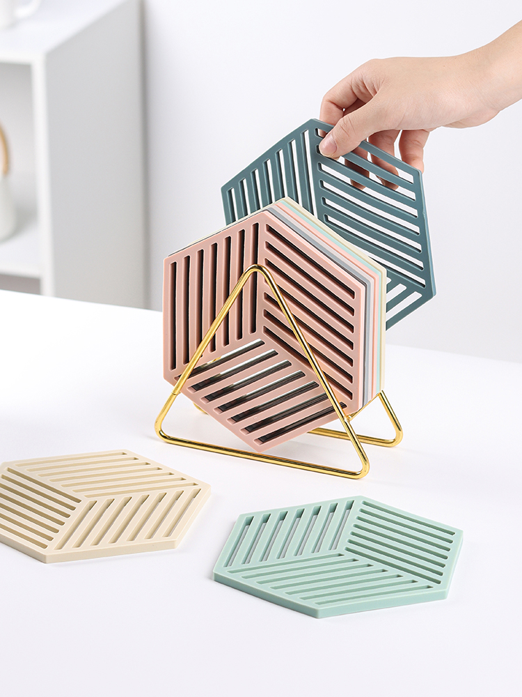 硅胶餐垫隔热垫防烫餐桌垫多边形杯垫碗垫子盘子垫子厨房砂锅垫子