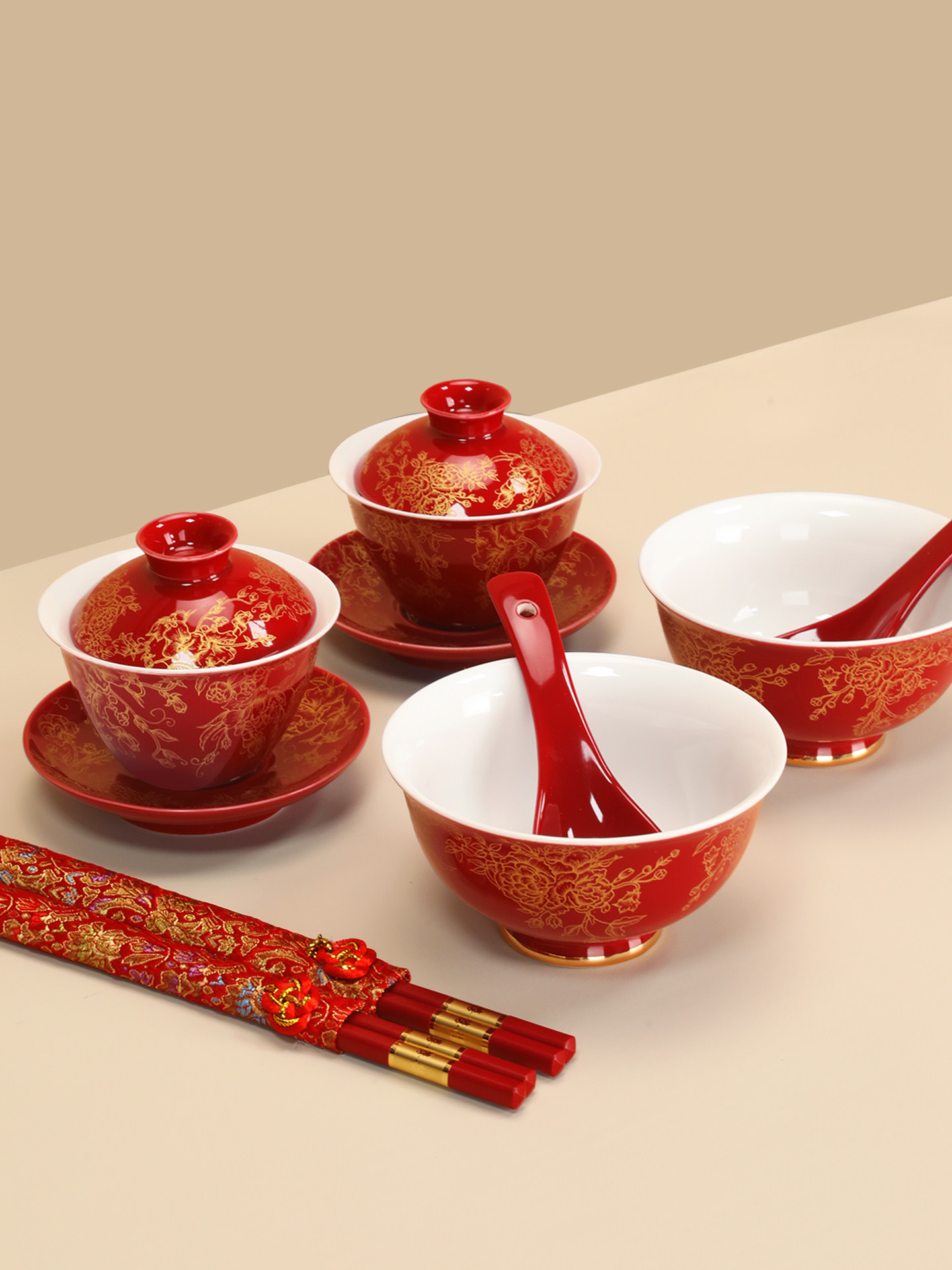喜碗结婚改口敬茶杯子新婚红色对碗筷勺套装婚礼女方陪嫁用品大全,节庆用品/礼品,喜碗/敬茶杯,淘宝优惠券,粉丝福利购,淘宝优惠卷