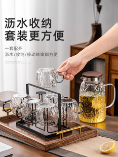耐高温玻璃喝水杯子套装家用轻奢高级感待客厅高颜值带把手泡茶具