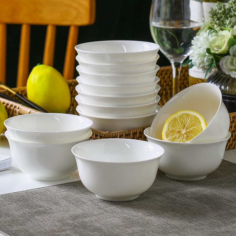 骨瓷碗家用纯白瓷碗单个创意餐具微波炉专用的碗碟套装陶瓷米饭碗