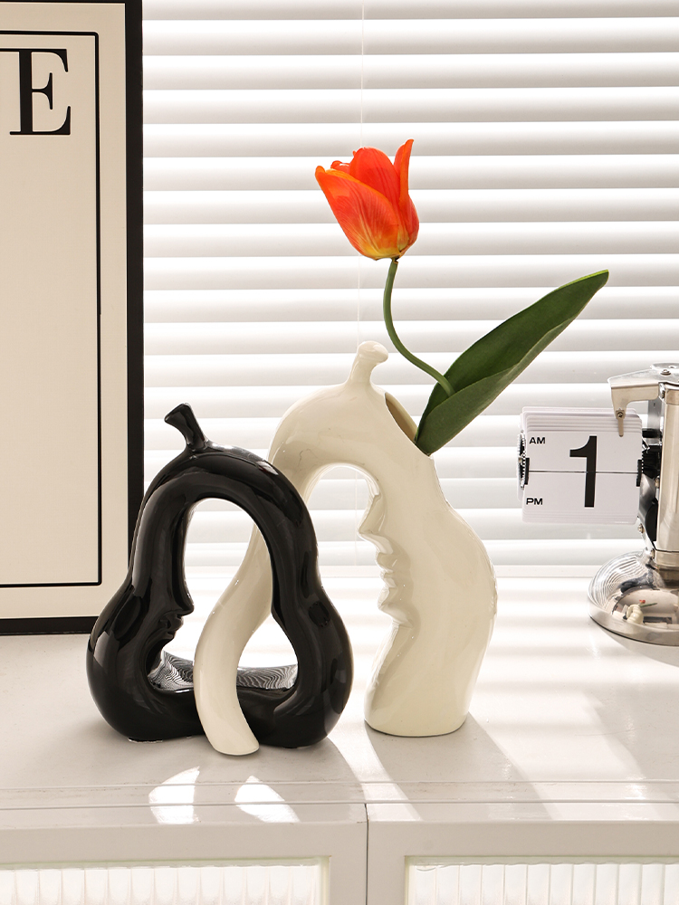 高级感奶油软装电视柜办公餐桌陶瓷花瓶布置拍照摄影道具装饰摆件