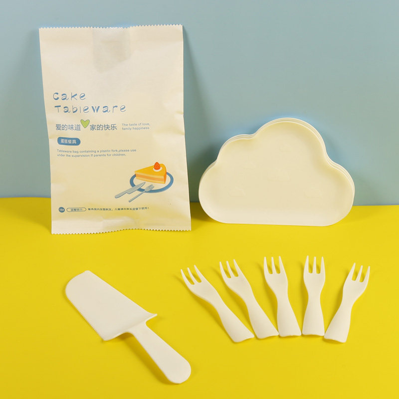 云朵盘餐具套装一次性纸盘云朵盘纸浆盘蛋糕餐具礼盒餐具蛋糕店盘