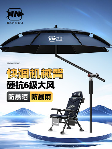 本诺2025新款钓鱼伞钓伞拐杖户外垂钓雨伞加厚黑胶防晒折叠遮阳伞