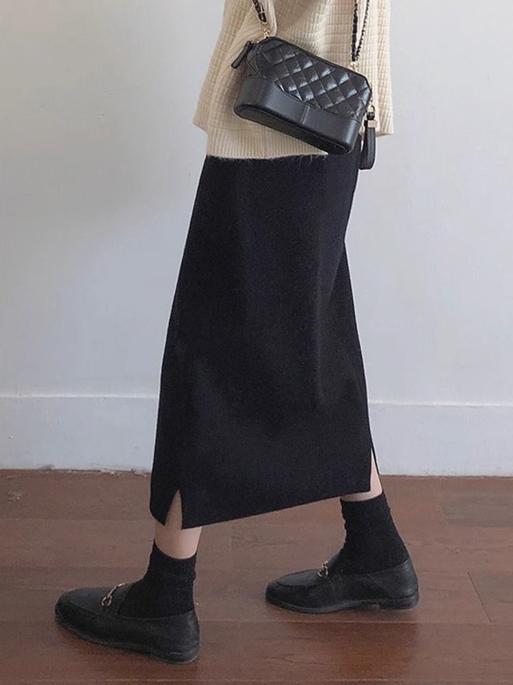 黑色毛呢半身裙女秋冬新款高腰开叉a字裙遮胯显瘦大码中长款裙子,运动/瑜伽/健身/球迷用品,瑜伽t恤,淘宝优惠券,粉丝福利购,淘宝优惠卷