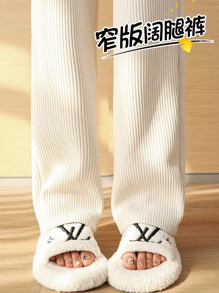 雪尼尔阔腿裤女秋冬米白色小个子垂感窄版直筒裤灯芯绒加绒裤子,女装/女士精品,休闲裤,淘宝优惠券,粉丝福利购,淘宝优惠卷