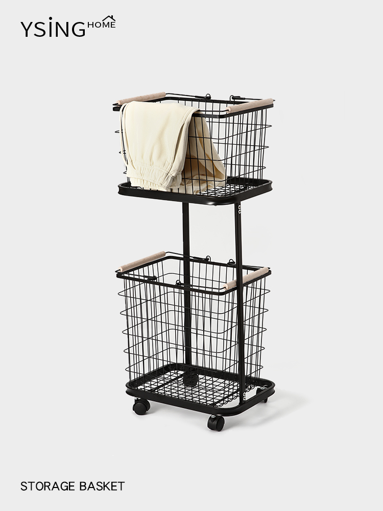 家用脏衣篓双层可分类推车高档轻奢高级感脏衣服收纳筐带轮脏衣篮