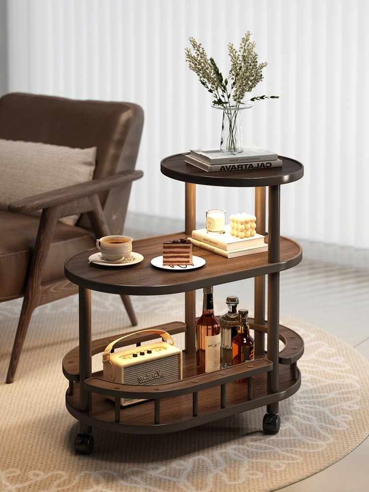 移动边几茶几沙发边带轮茶桌置物架客厅家用简易角几小推车小桌子