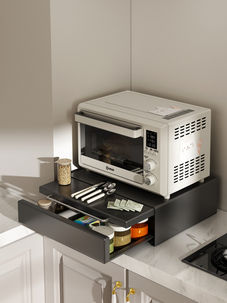 环图厨房烤箱微波炉置物架延伸台面家用双层抽屉式多功能收纳架子