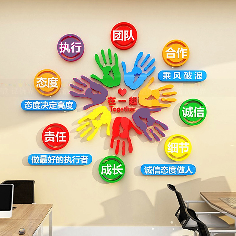 办公室楼梯墙面励志标语企业文化墙装饰团队会议室公司背景墙布置