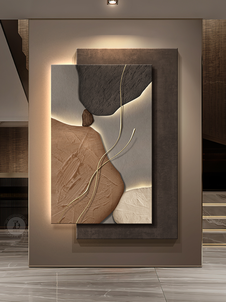 石来运转轻奢高级感立体砂岩画玄关装饰画高端客厅沙发背景墙挂画