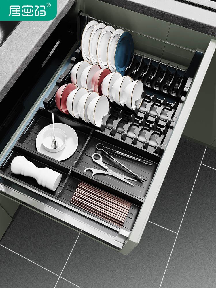 定制厨房抽屉收纳分隔内置碗架柜内碗筷碗盘收纳架餐具橱柜碗碟架,厨房/烹饪用具,厨房置物架/置物柜/角架,淘宝优惠券,粉丝福利购,淘宝优惠卷
