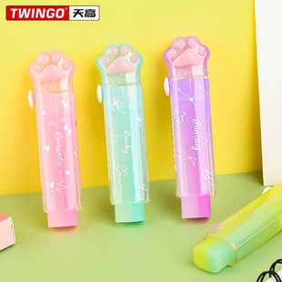 可爱猫爪自动橡皮擦可伸缩可推拉式卡通学生用品卡通橡皮少屑梦幻果冻