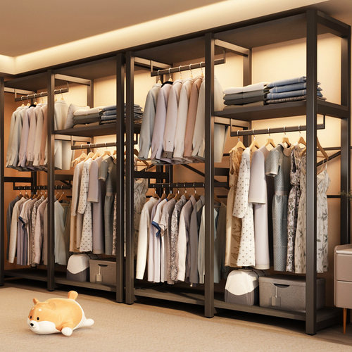 开放式衣柜简易组装家用卧室出租房金属框架一体组合衣橱2025新款