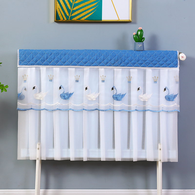 新款家用简约暖气片罩布艺遮挡帘老式铸铁套蕾丝盖布防熏黑防尘罩