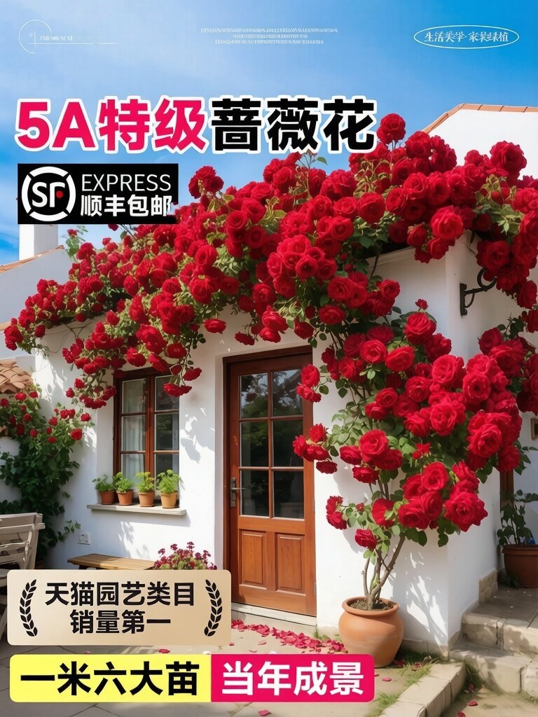 蔷薇花苗藤本红色月季大苗庭院爬藤植物阳台花卉爬墙玫瑰耐寒盆栽