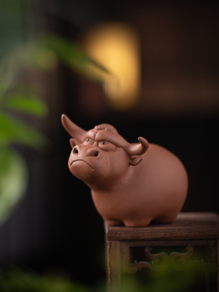 创意紫砂动物牛茶宠小摆件茶室茶桌面装饰品功夫茶道茶玩精品可养