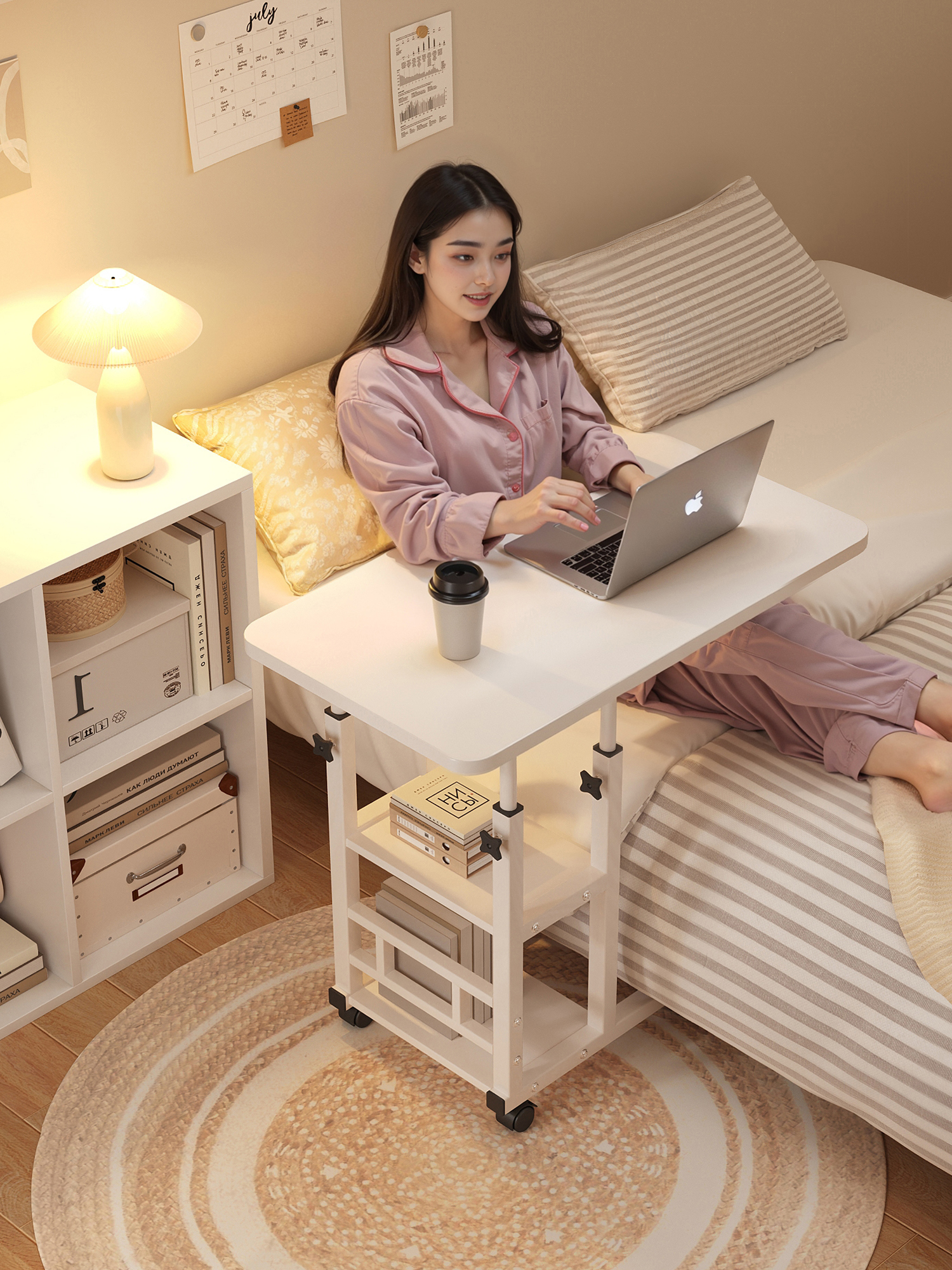 床边桌可移动升降笔记本电脑桌家用卧室客厅懒人桌学生宿舍学习桌