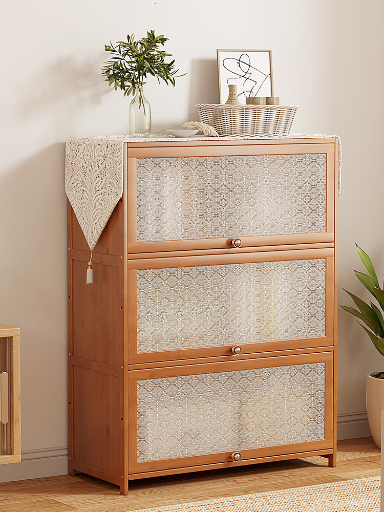 实木书柜带门矮柜楼梯下储物柜书架储物置物客厅多层防尘家用落地