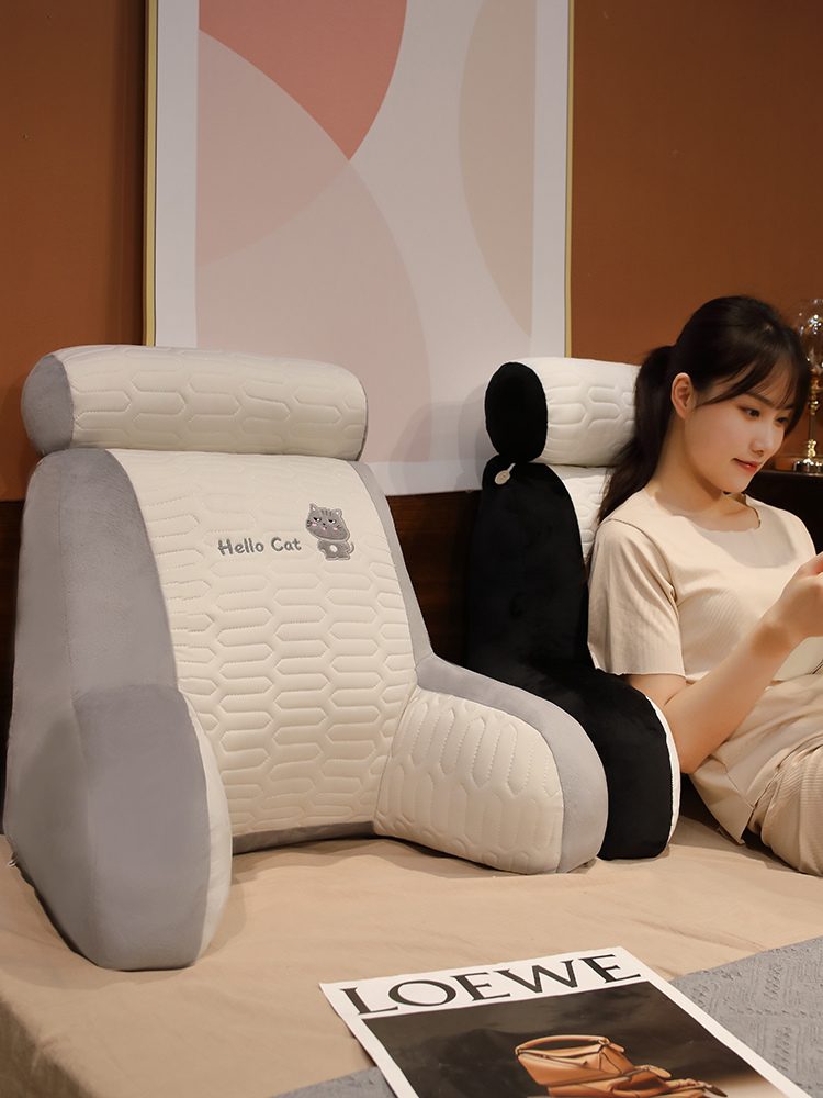 夏季冰丝乳胶抱枕加高靠枕床头靠垫床上腰枕宿舍软包靠背垫可拆洗
