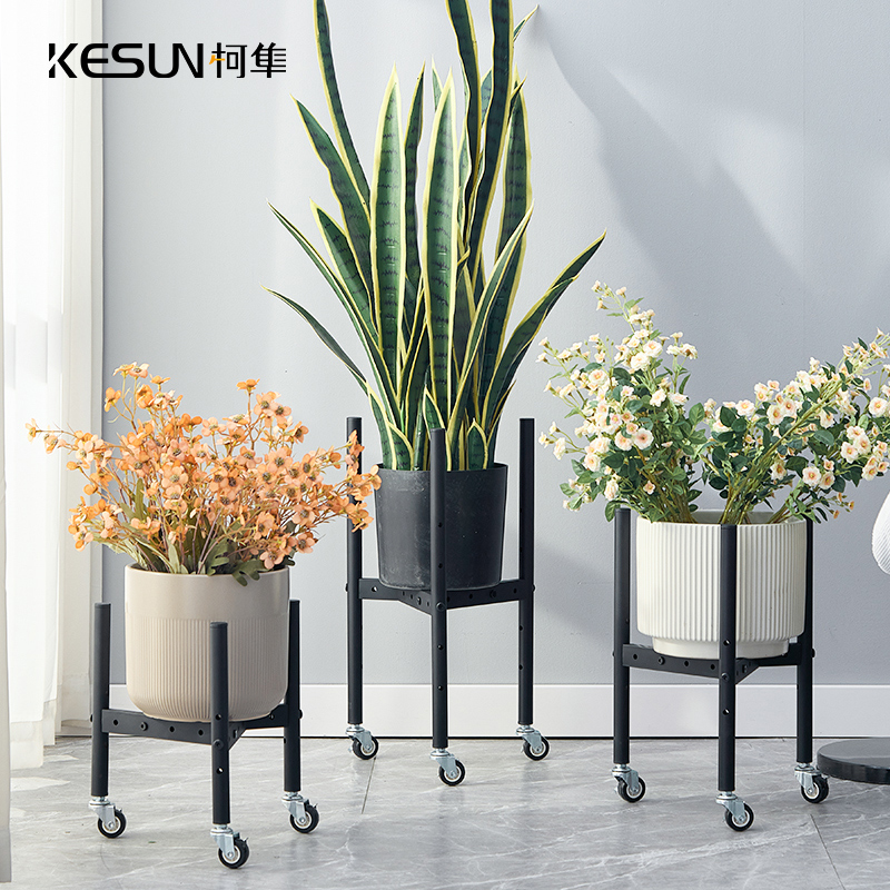 可移动花架带轮客厅落地式花盆架可伸缩调节铁艺阳台植物摆放架
