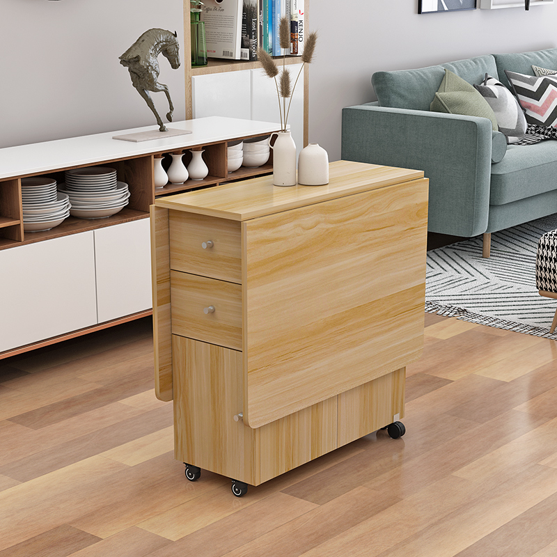 折叠餐桌家用小户型可移动带轮长方形多功能4人6人简易吃饭小桌子